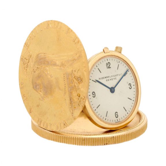 Swiss gold coin of 1887 fitted with concealed watch Circa 1940 Swiss gold coin of 1887 fitted with concealed watch Circa 1940