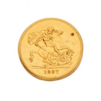 Swiss gold coin of 1887 fitted with concealed watch Circa 1940