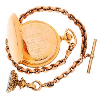 Swiss hunting cased minute repeating keyless lever watch Circa 1890 Swiss hunting cased minute repeating keyless lever watch Circa 1890