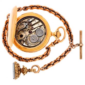 Swiss hunting cased minute repeating keyless lever watch Circa 1890 Swiss hunting cased minute repeating keyless lever watch Circa 1890
