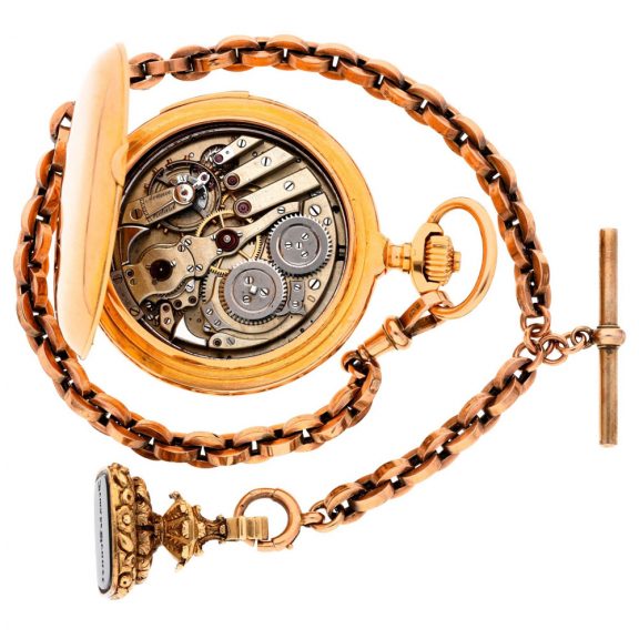 Swiss hunting cased minute repeating keyless lever watch Circa 1890 Swiss hunting cased minute repeating keyless lever watch Circa 1890