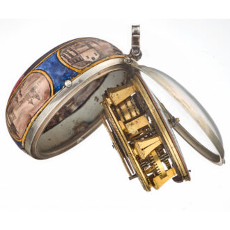 An early enamel verge pocket watch in a silver case Circa 1700 An early enamel verge pocket watch in a silver case Circa 1700