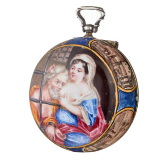 An early enamel verge pocket watch in a silver case Circa 1700 An early enamel verge pocket watch in a silver case Circa 1700