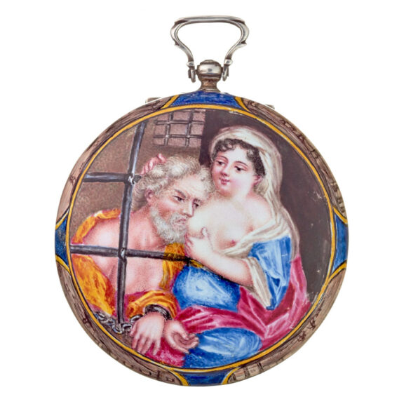 Early enamel verge pocket watch in a silver case Circa 1700 Early enamel verge pocket watch in a silver case Circa 1700