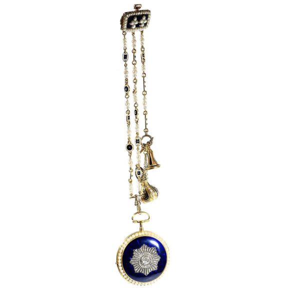 English verge pocket watch with matching chatelaine Circa 1780