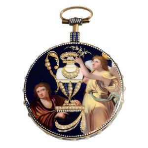 French gold enamel verge watch with half pearls Circa 1810