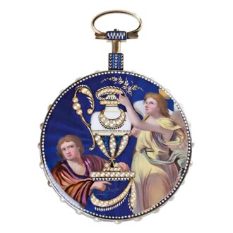 French gold enamel verge watch with half pearls Circa 1810