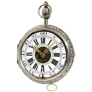 English silver repousse rococo quarter repeater Circa 1740