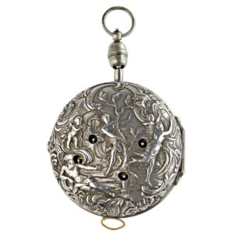 English silver repousse rococo quarter repeater Circa 1740