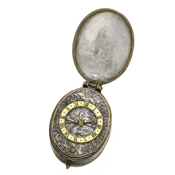 French silver and gilt verge, sundial and compass Circa 1630 French silver and gilt verge, sundial and compass Circa 1630