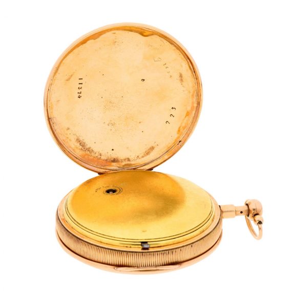 Swiss gold repeating automaton with jacquemarts Circa 1830 Swiss gold repeating automaton with jacquemarts Circa 1830