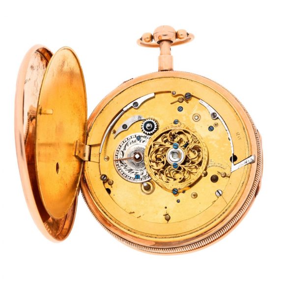Swiss gold repeating automaton with jacquemarts Circa 1830 Swiss gold repeating automaton with jacquemarts Circa 1830