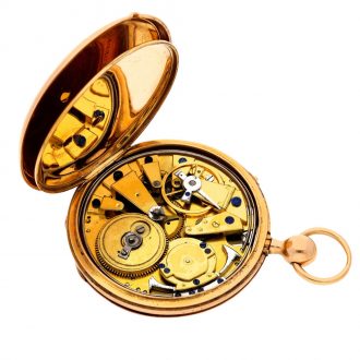 French gold quarter repeating jump hour cylinder watch Circa 1830