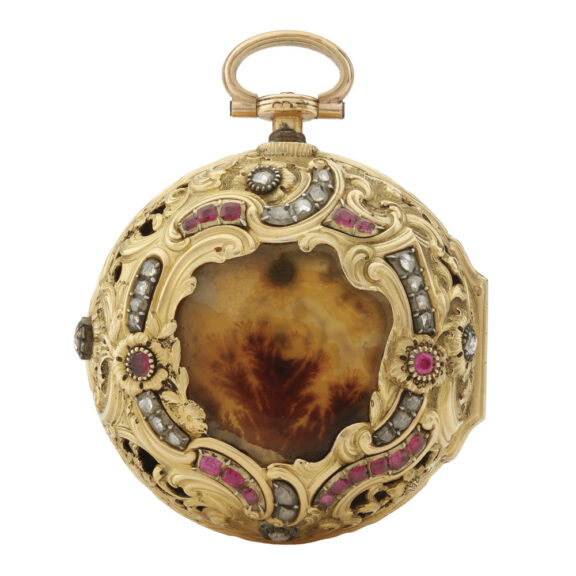 English rare gold diamond and ruby set repeater Circa 1750
