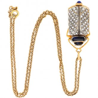Swiss gold oval watch in custom made beetle form case Circa 1930