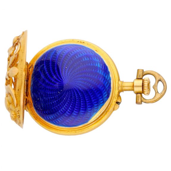 Swiss gold and enamel lady's lapel watch with pin Circa 1920 Swiss gold and enamel lady's lapel watch with pin Circa 1920