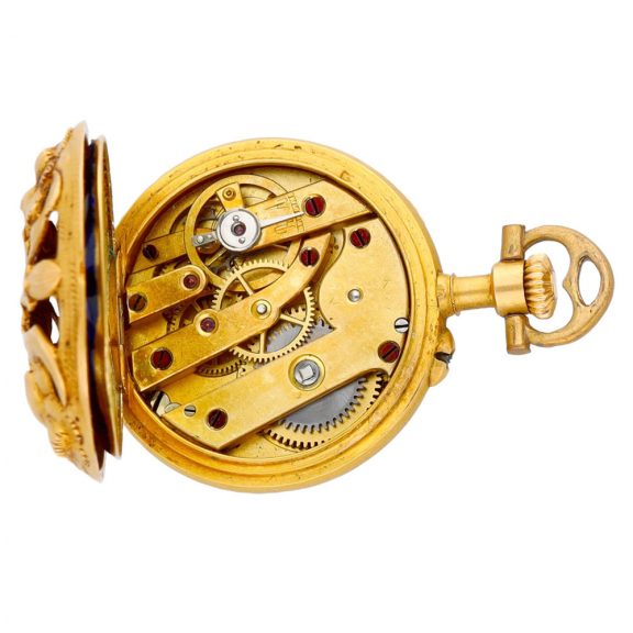 Swiss gold and enamel lady's lapel watch with pin Circa 1920 Swiss gold and enamel lady's lapel watch with pin Circa 1920