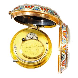 French very fine gold enamel repeating watch Circa 1750