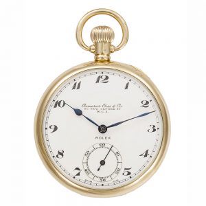 Swiss lever by Rolex in a gold open faced case Circa 1929