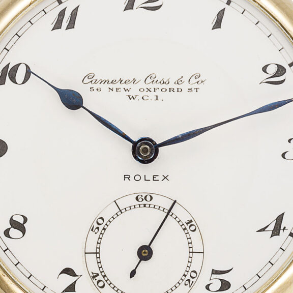 Swiss lever by Rolex in a gold open faced case Circa 1929 Swiss lever by Rolex in a gold open faced case Circa 1929
