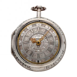 Rare German silver pair cased hour repeating clockwatch Circa 1700