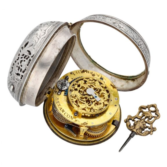 French silver oignon verge clock watch with alarm Circa 1700 French silver oignon verge clock watch with alarm Circa 1700