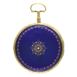 Swiss gold and enamel retrograde date watch Circa 1780