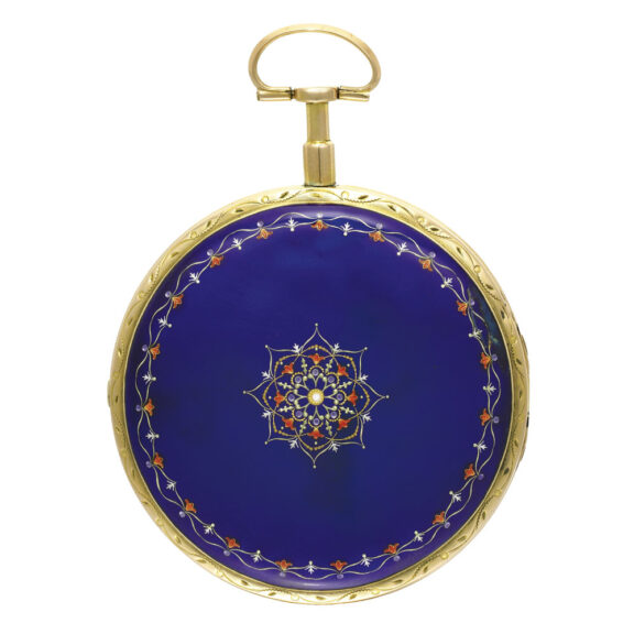 Swiss gold and enamel retrograde date watch Circa 1780