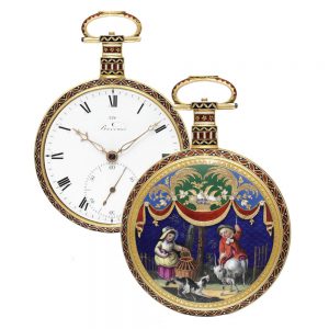 English gold and enamel Chinese market watch Circa 1800