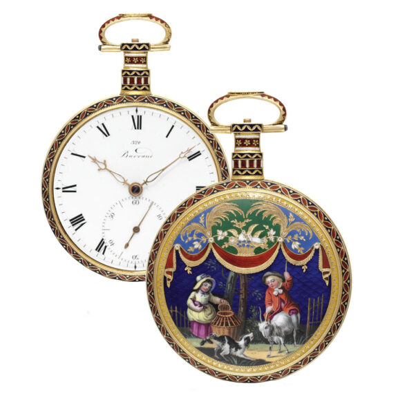 English gold and enamel Chinese market watch Circa 1800