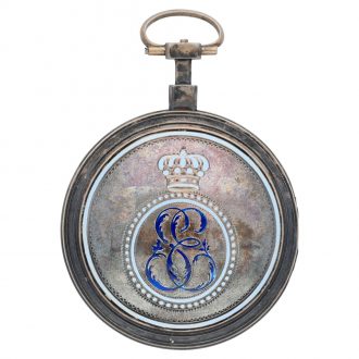 French silver centre seconds verge watch with calendar Circa 1800
