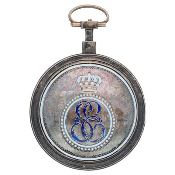 French silver centre seconds verge watch with calendar Circa 1800 French silver centre seconds verge watch with calendar Circa 1800