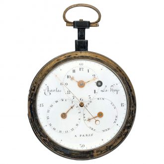 French silver centre seconds verge watch with calendar Circa 1800