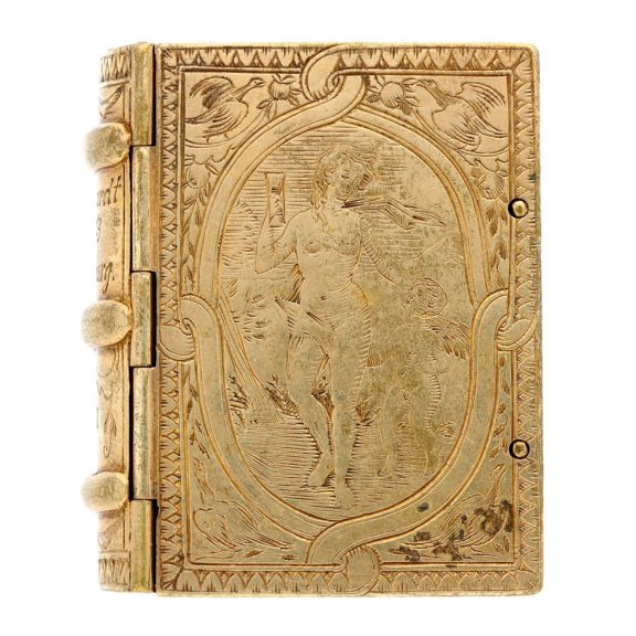 French gilt metal watch made in the form of a book Circa 1850 French gilt metal watch made in the form of a book Circa 1850