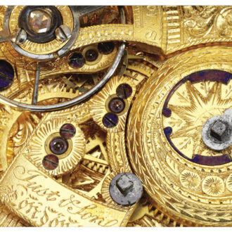 English pair of gilt enamel and pearl set watches Circa 1800