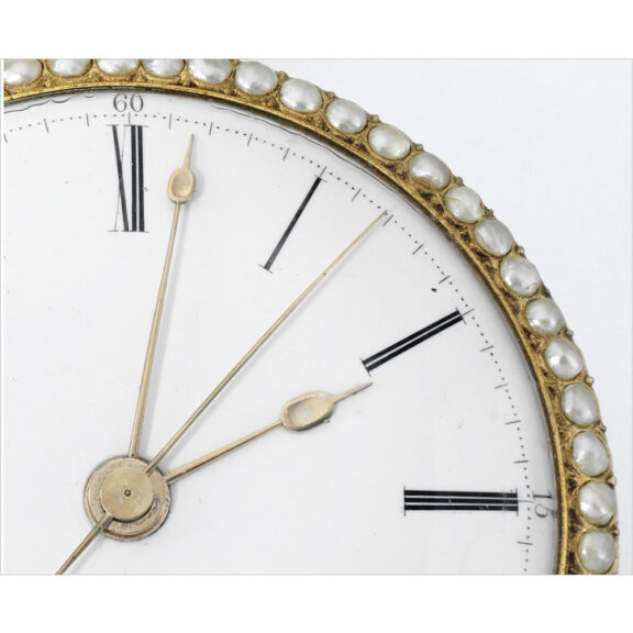 English pair of gilt enamel and pearl set watches Circa 1800 English pair of gilt enamel and pearl set watches Circa 1800