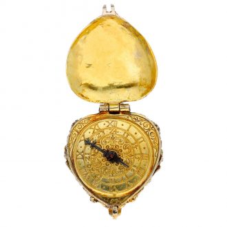 Gilt metal heart form verge watch with stackfreed Circa 1900 Gilt metal heart form verge watch with stackfreed Circa 1900