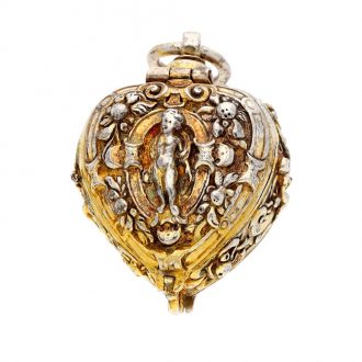 Gilt metal heart form verge watch with stackfreed Circa 1900 Gilt metal heart form verge watch with stackfreed Circa 1900