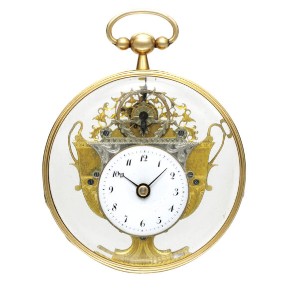 Swiss unusual 18K gold glazed verge pocket watch Circa 1800