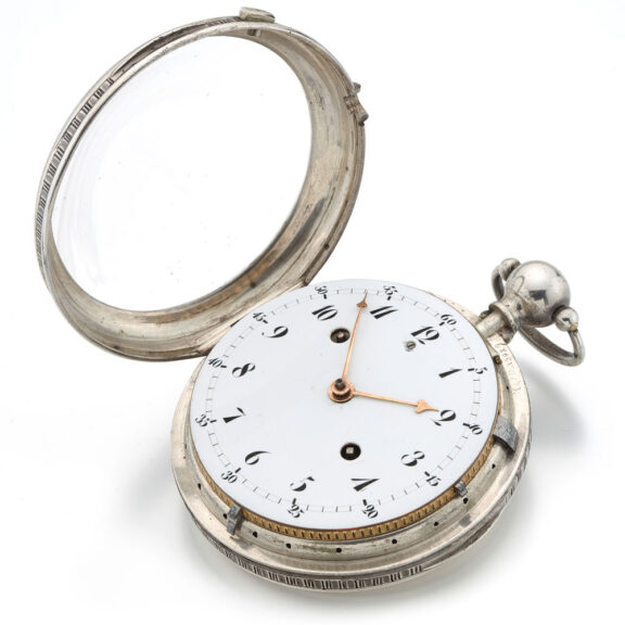 French large verge clockwatch in a silver open case Circa 1800 French large verge clockwatch in a silver open case Circa 1800