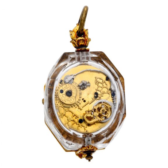 Octagonal shaped rock crystal stackfreed pendant watch Circa 1850 Octagonal shaped rock crystal stackfreed pendant watch Circa 1850