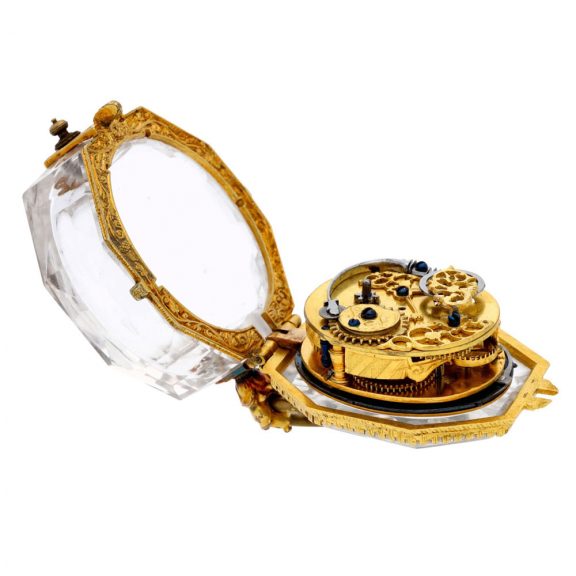 Octagonal shaped rock crystal stackfreed pendant watch Circa 1850 Octagonal shaped rock crystal stackfreed pendant watch Circa 1850