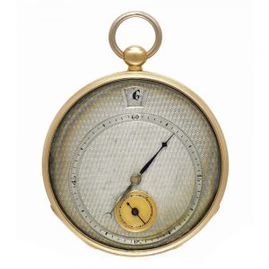French yellow gold open faced jump-hour watch Circa 1830