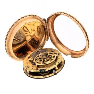 Small French gold, enamel and pearl set verge watch Circa 1780