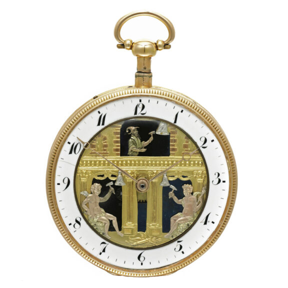 Swiss gold quarter repeating automaton verge Circa 1800