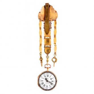 French multicolour gold watch with matching chatelaine Circa 1775