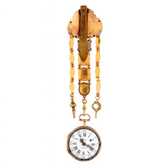 French multicolour gold watch with matching chatelaine Circa 1775 French multicolour gold watch with matching chatelaine Circa 1775