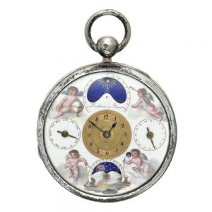 Swiss silver gilt calendar verge sunrise and sunset Circa 1820