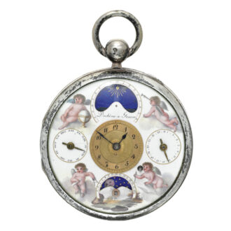 Swiss silver gilt calendar verge sunrise and sunset Circa 1820