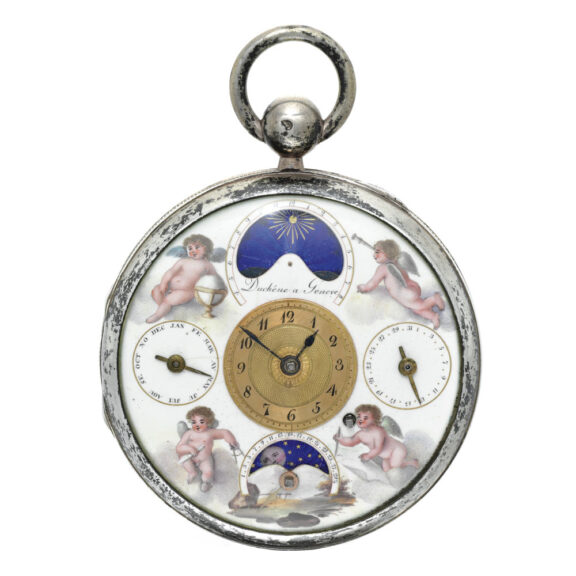 Swiss silver gilt calendar verge sunrise and sunset Circa 1820